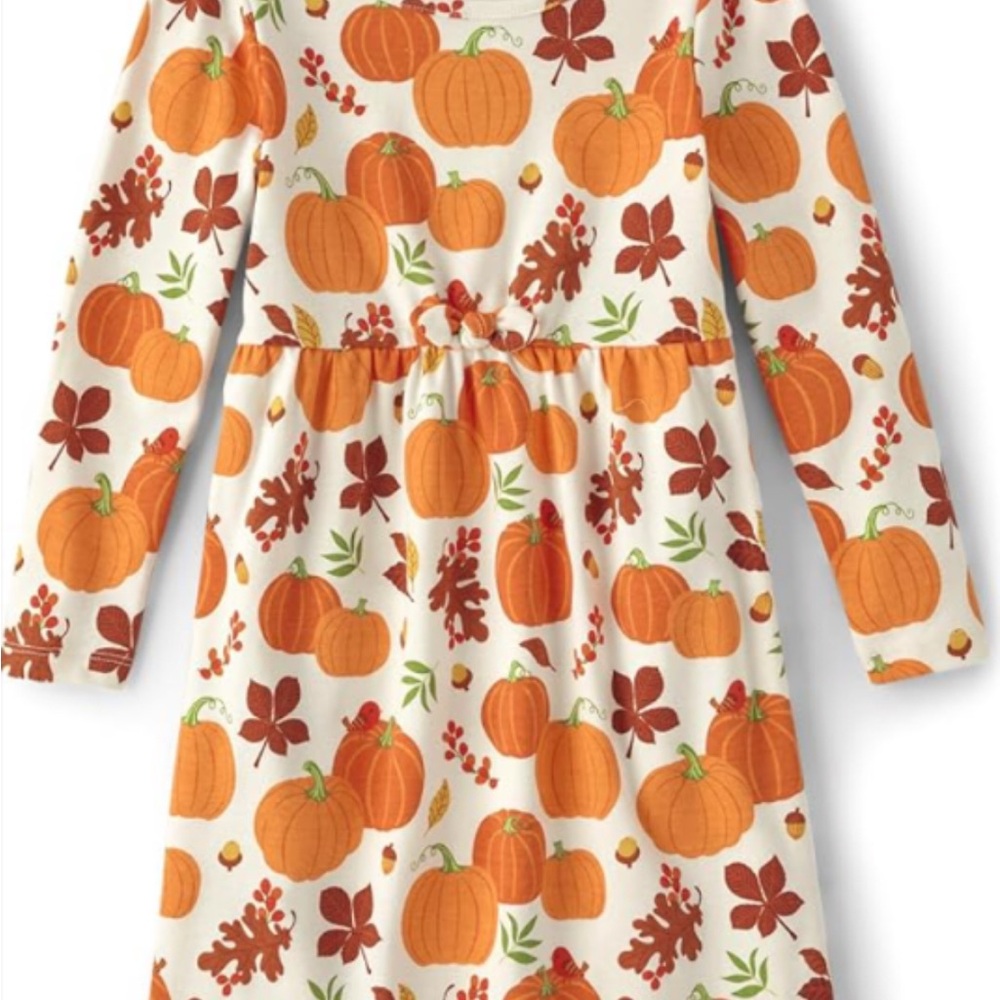 Gymboree Orange Pumpkin Kids Costume Dress and pumpkin tights